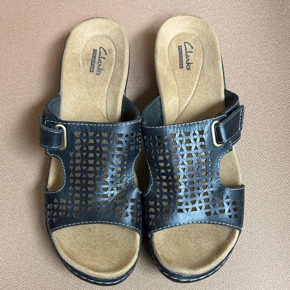 Clarks Women's Black Cut-Out Sandals